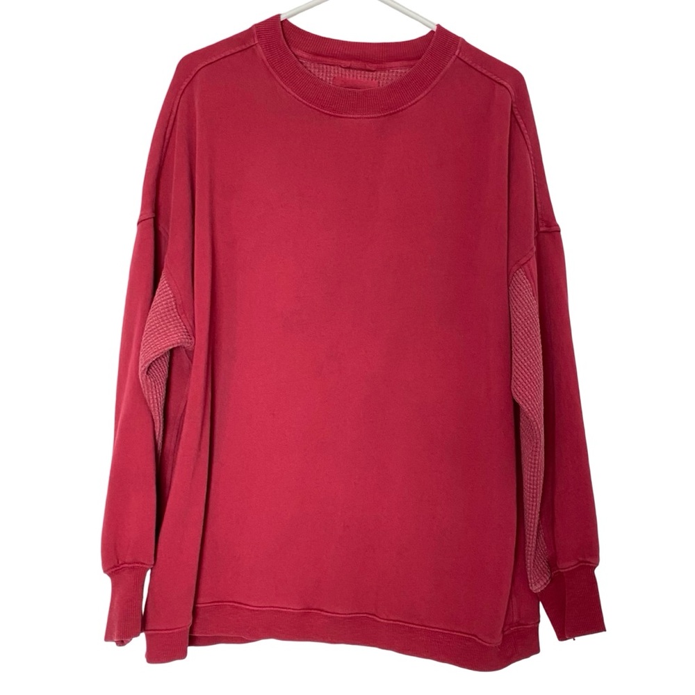 Aerie Oversized Sweatshirt Womens Size Medium Pullover Thermal Crewneck Red